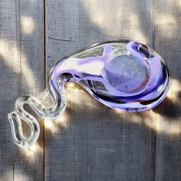 Vintage Hofgut Sternen Studio Art Glass Votive Candle Holder Swirl Shape Decor - Picture 2 of 12